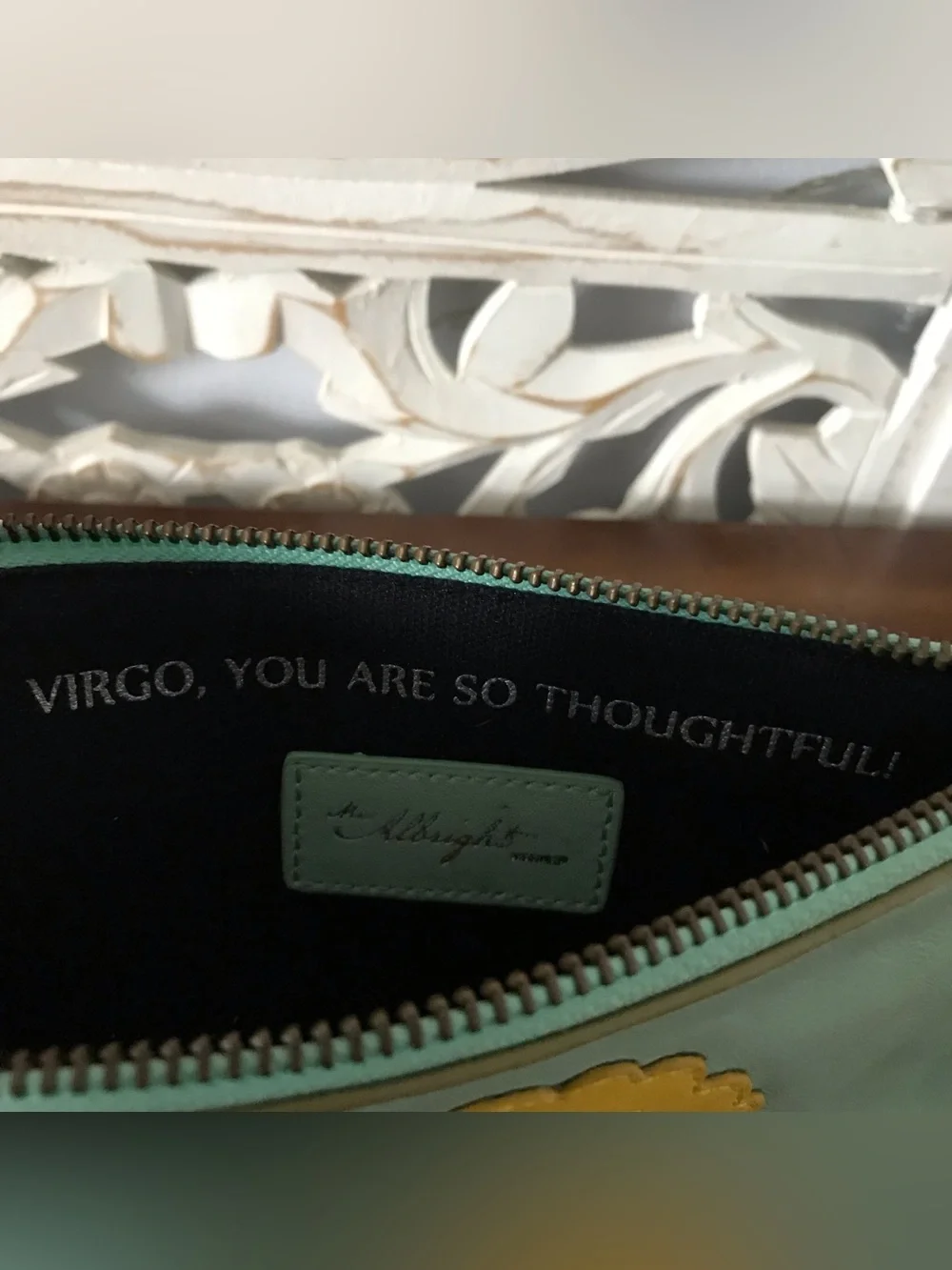 Anthropologie, Miss Albright Collection - Mint Virgo Appliqué Wristlet/Clutch